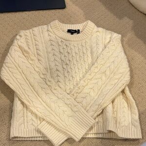 Theory Ivory Cable Knit Sweater